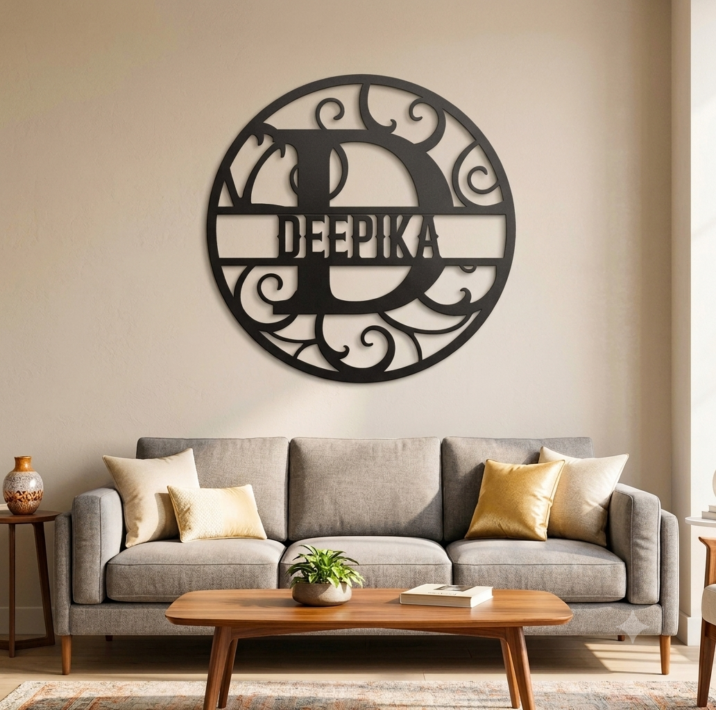 Round metal monogram letters