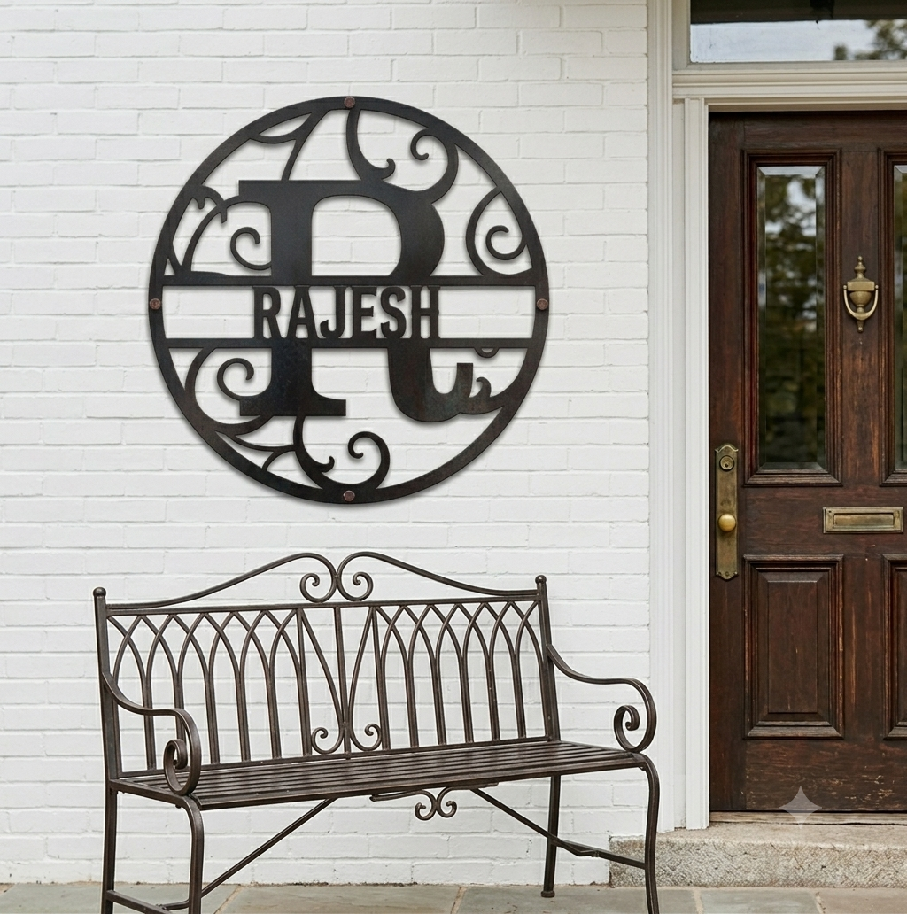 Round metal monogram letters