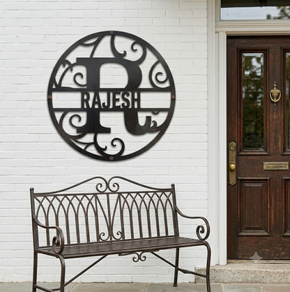Round metal monogram letters