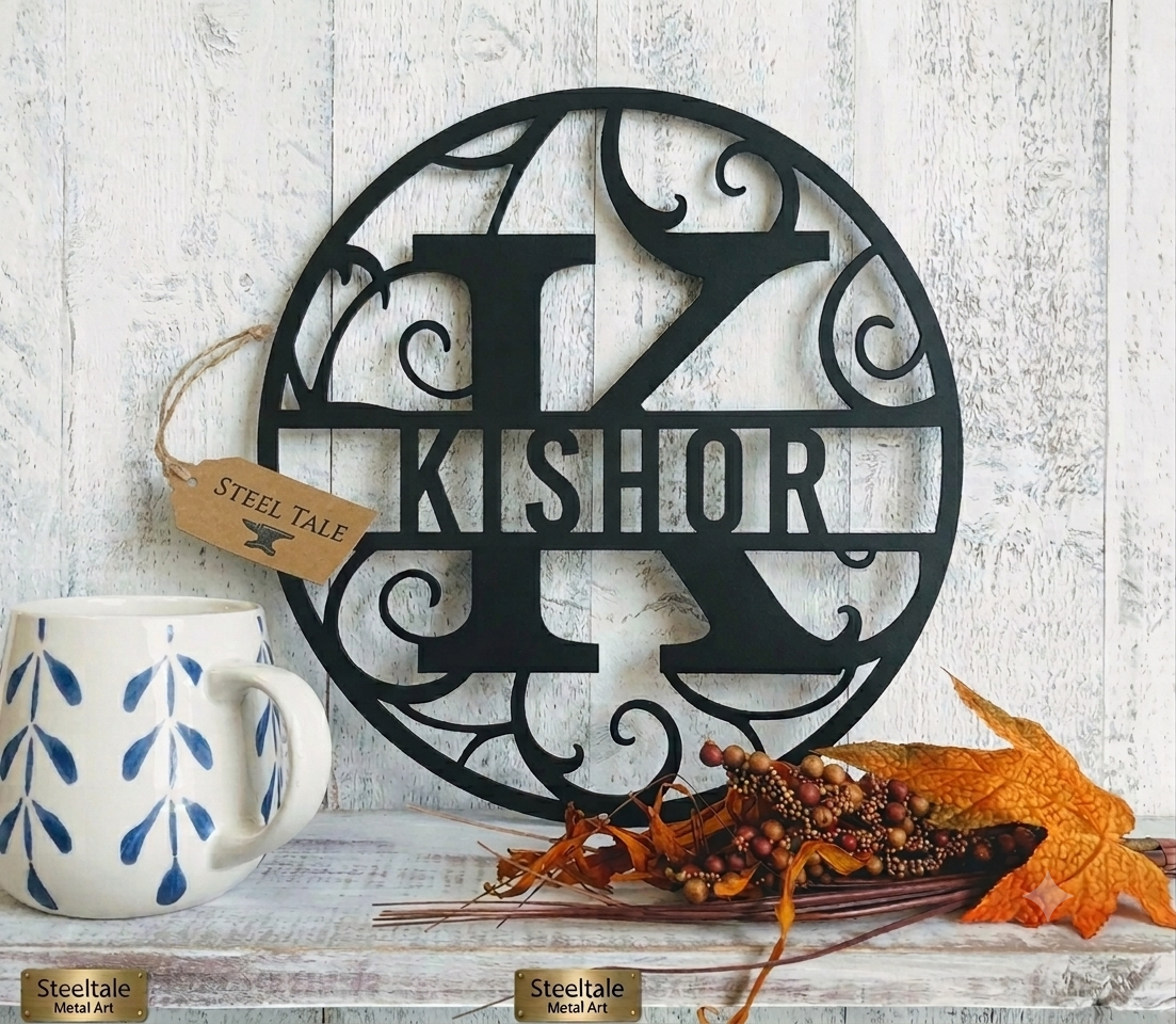Round metal monogram letters