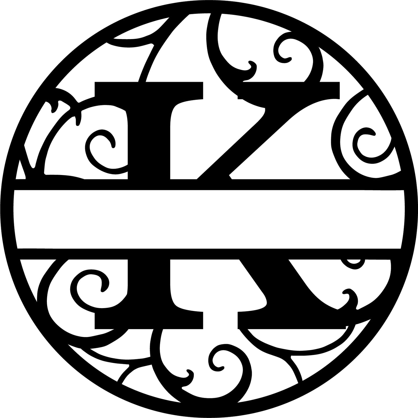 Round metal monogram letters